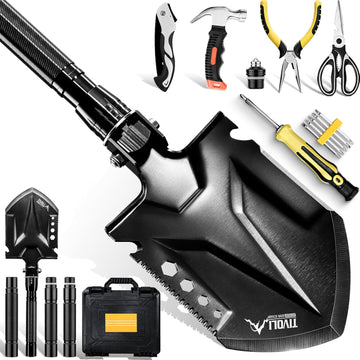 Folding Camping Shovel Kit – Multifunctional Tactical Survival Shovel with Manganese Steel & Storage Case
